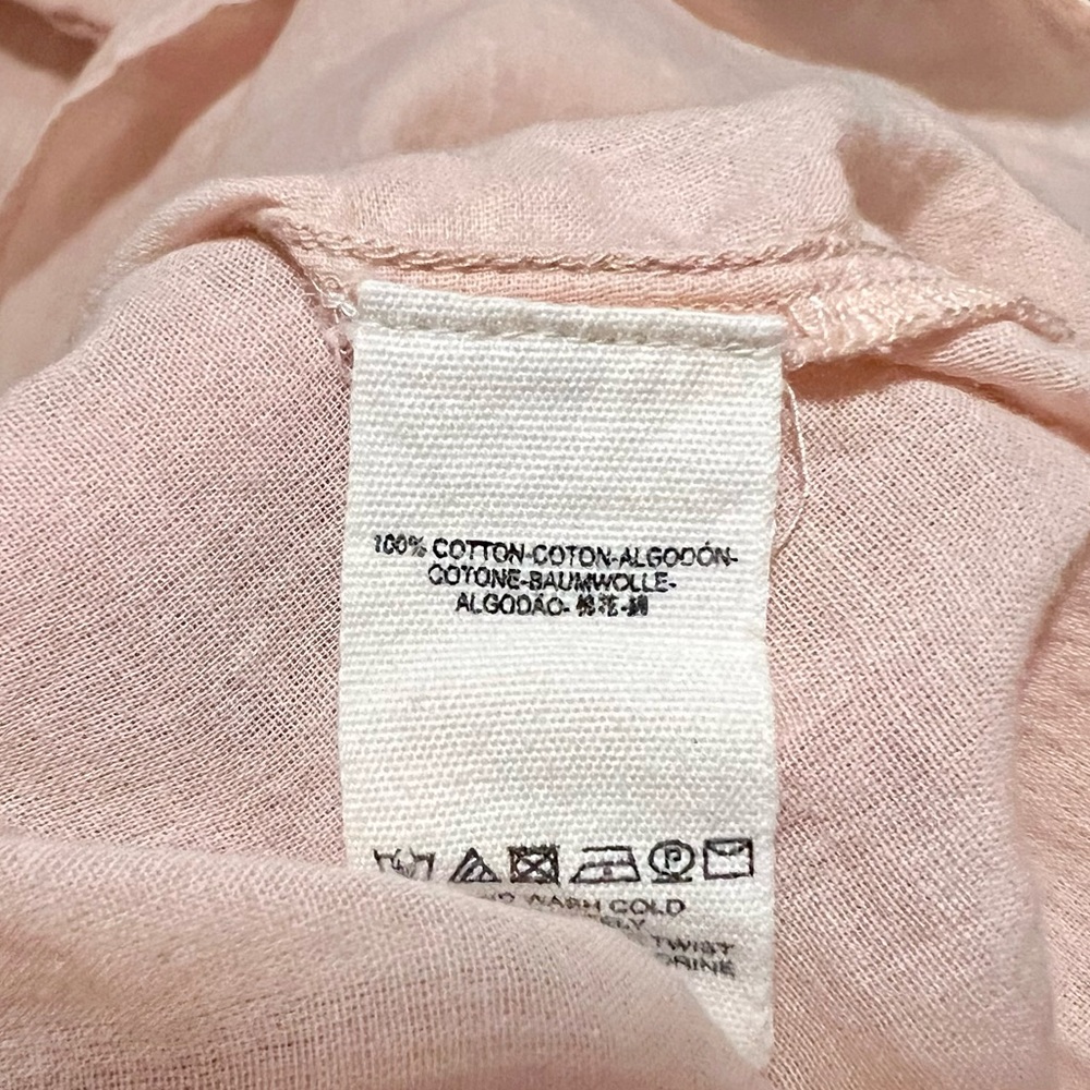 Free People Pale Peach Embroidered Lightweight Cotton Peasant Blouse - Picture 15 of 16